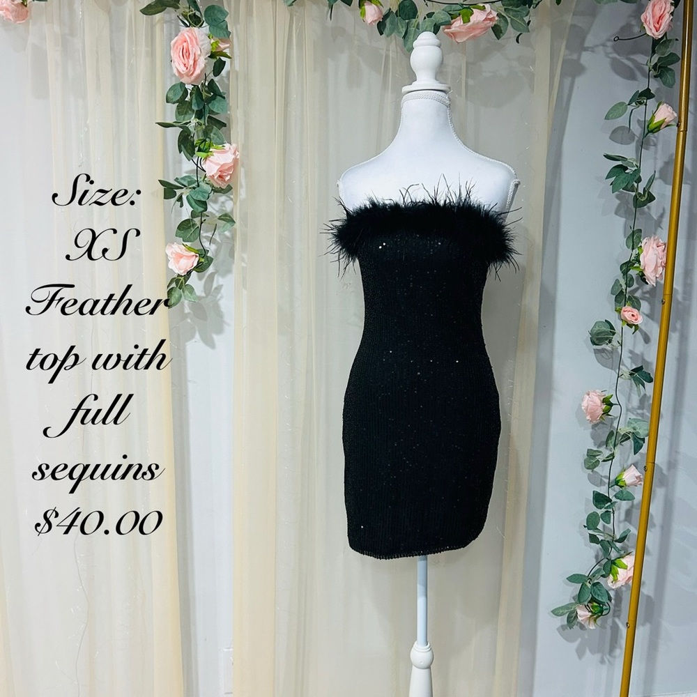 Black Feather Mini Dress
